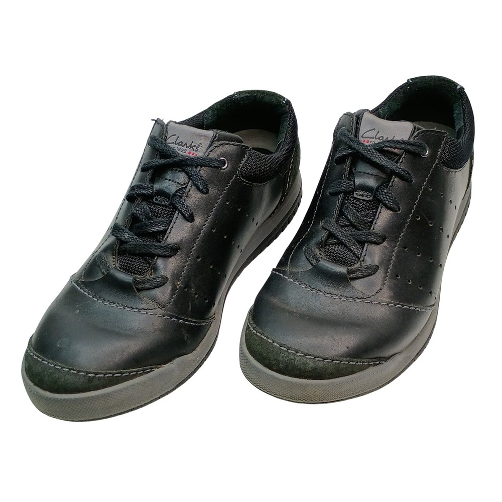 Clarks Oxford Sneakers Men Size 9.5 Black Leather Suede Lace Up 62003